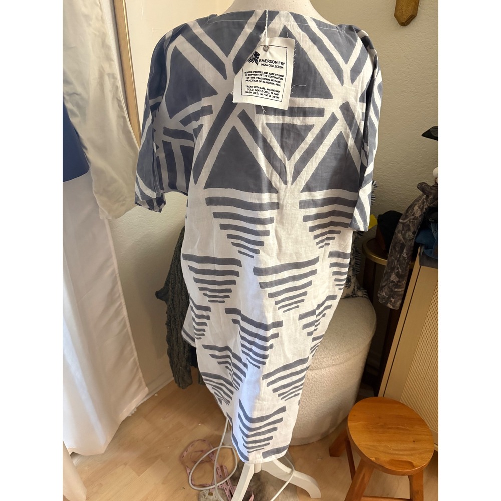 EMERSON FRY NEW Rise Caftan In Flint Pyramids RISE Organic Linen OS - Picture 3 of 9